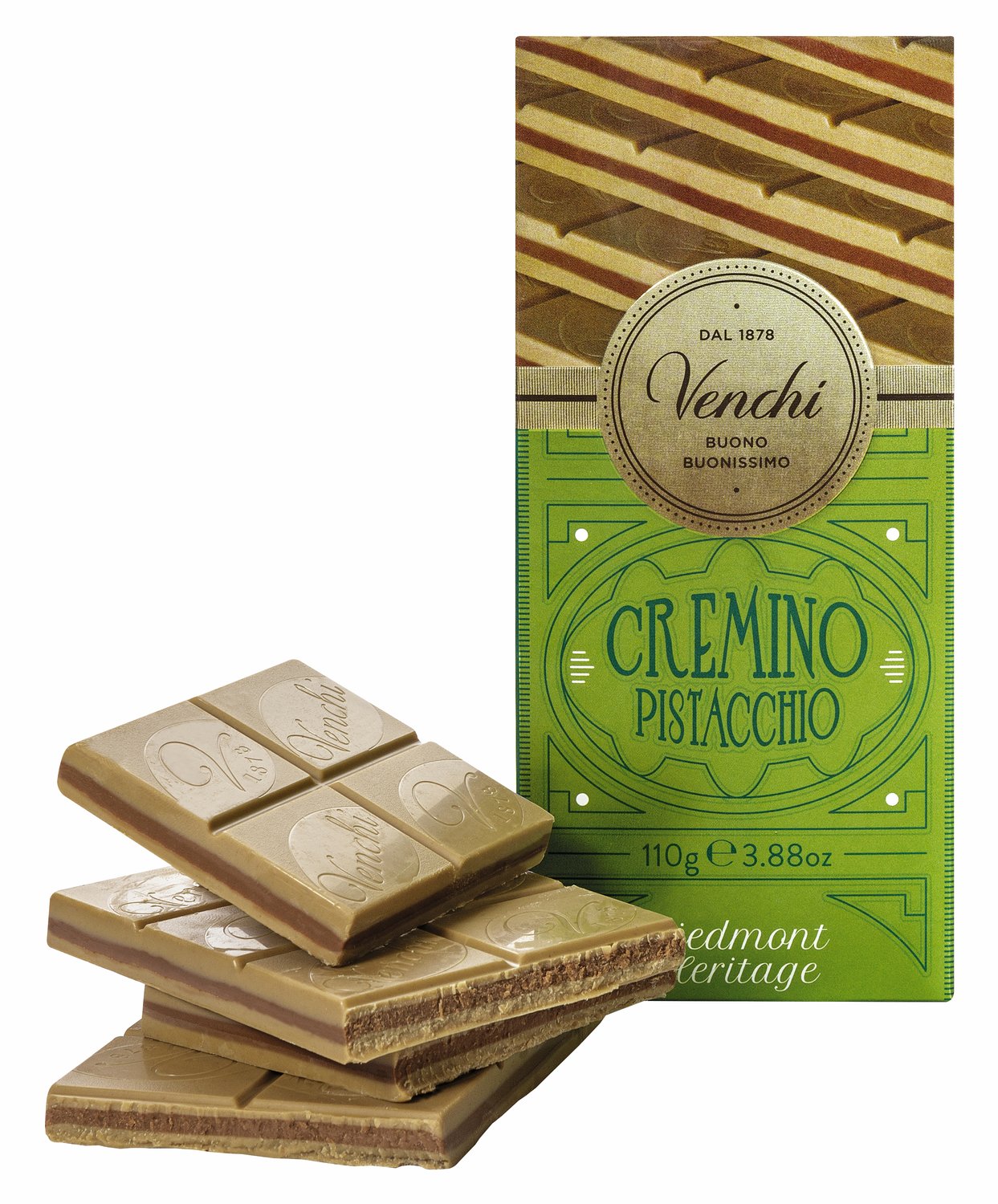 Venchi Tafel Pistachio Cremino - Gianduia-Pistazienschokolade, leicht gesalzen