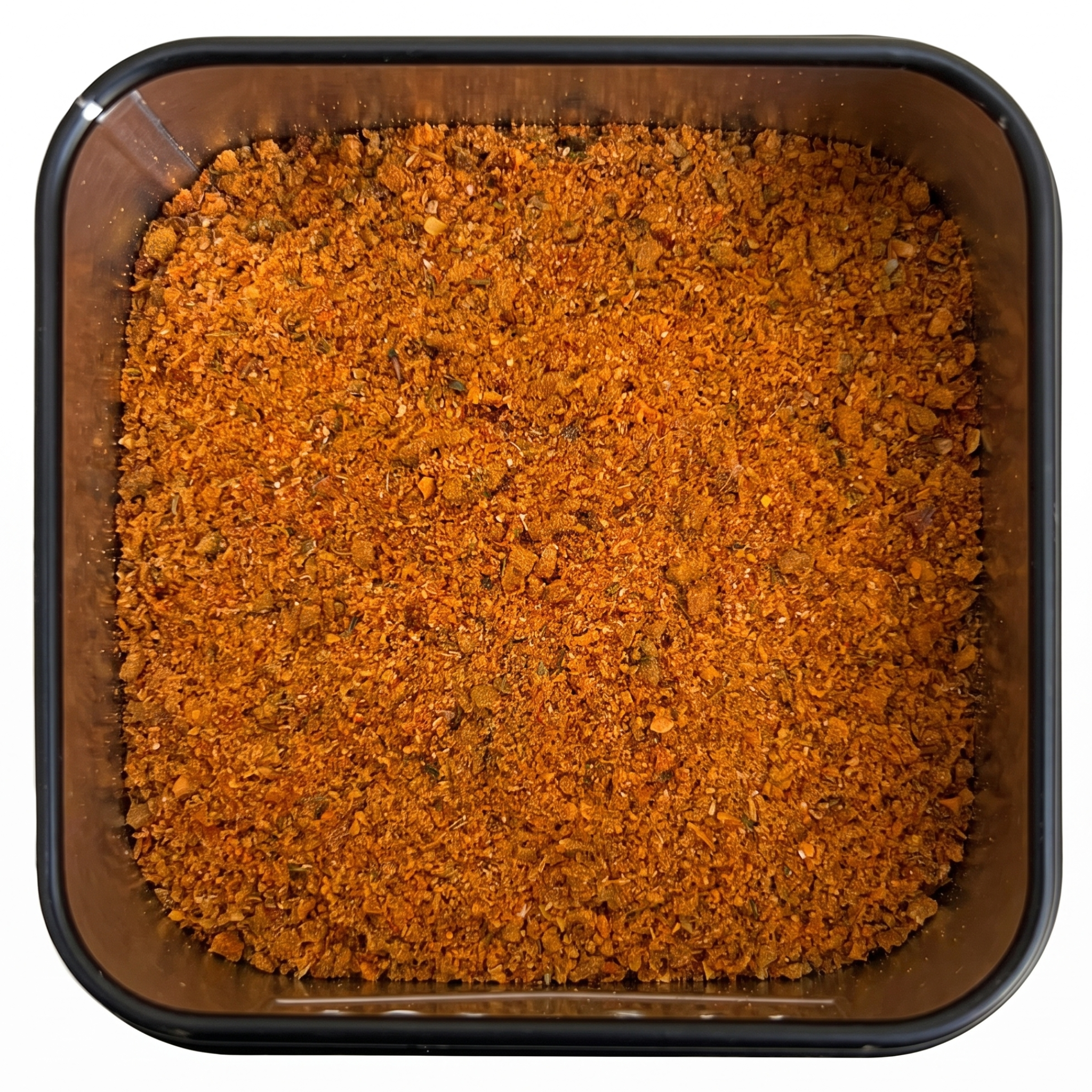 Spaghetti, Pizza, Toast-Gewürzmischung, kräftig orange-braunes Paprikapulver, in schwarzer Dose