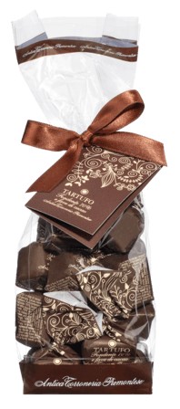 Tartufi dolci Fondente e fave di cacao - Bitterschokoladentrüffel mit Kakaobohnensplitter