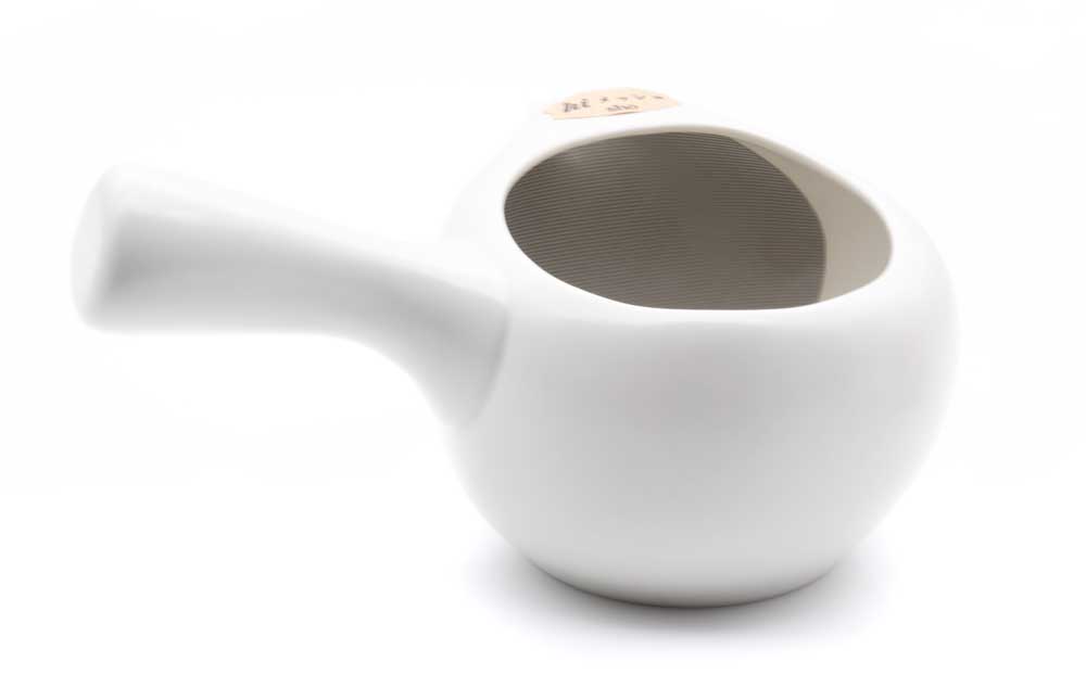 Japankanne (Kyusu) - offen weiß mit Metallsieb