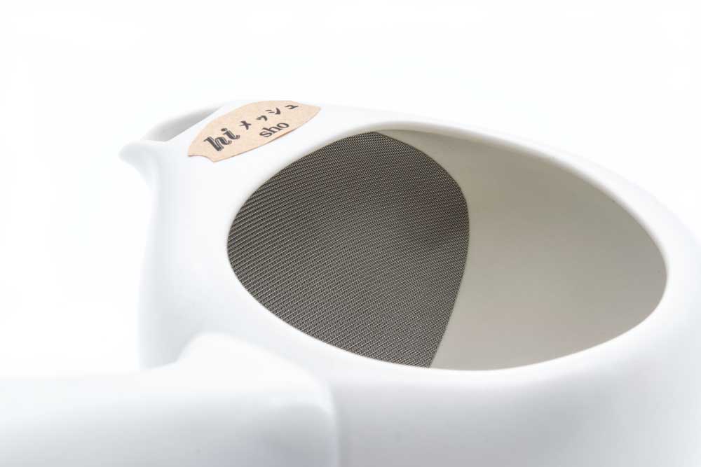 Japankanne (Kyusu) - offen weiß mit Metallsieb