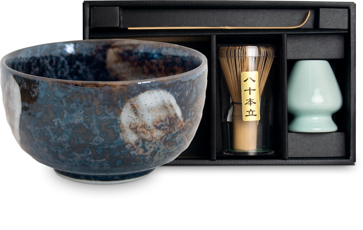 Matchaset Ansen - Bowl, Chasen, Chashaku, Besenhalter