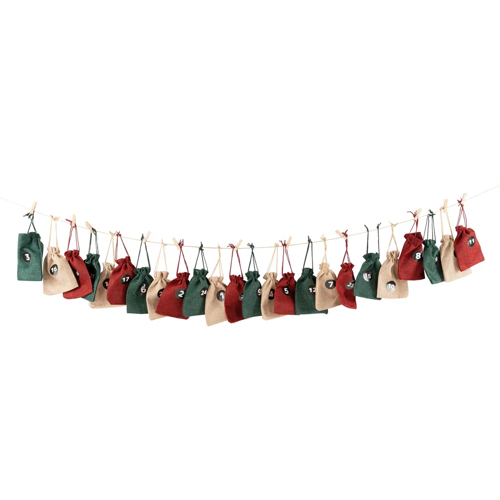Adventskalender Säckchen zum Selbstbefüllen mit Klammern - Bunt Adventskalender Säckchen zum Selbstbefüllen mit Klammern - Bunt