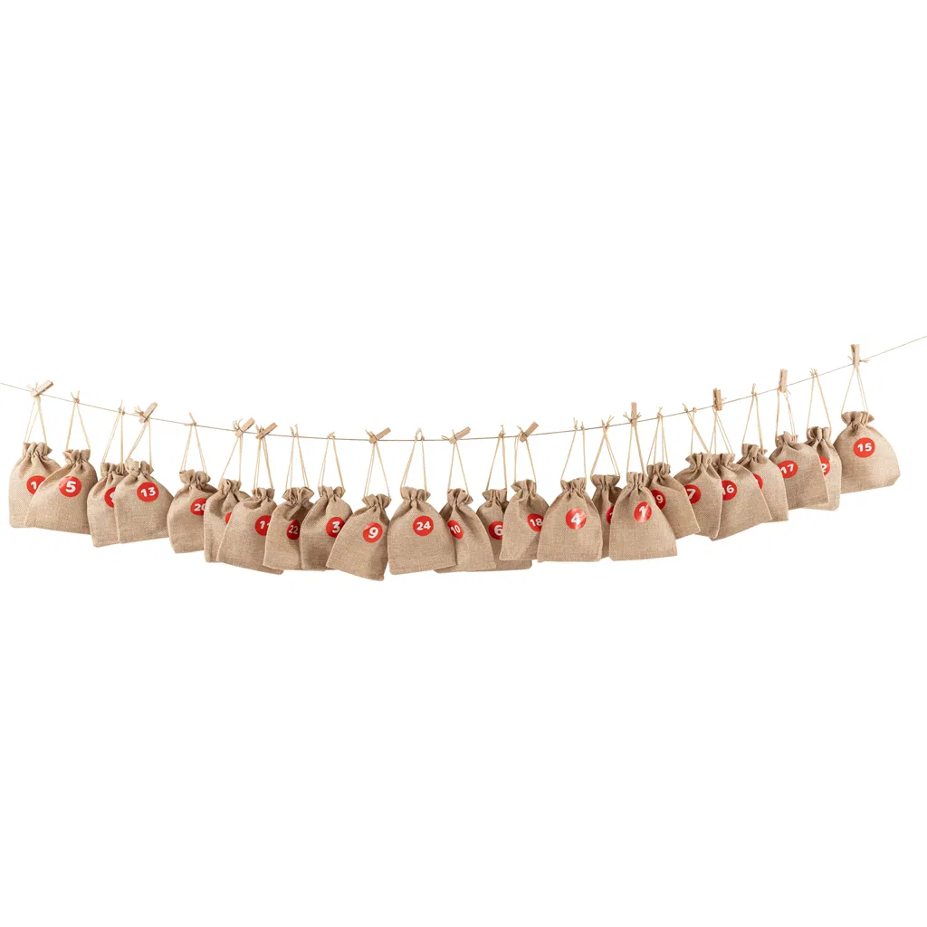 Adventskalender Säckchen zum Selbstbefüllen mit Klammern - Natur Adventskalender Säckchen zum Selbstbefüllen mit Klammern - Natur