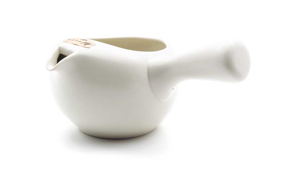 Japankanne (Kyusu) - offen weiß mit Metallsieb