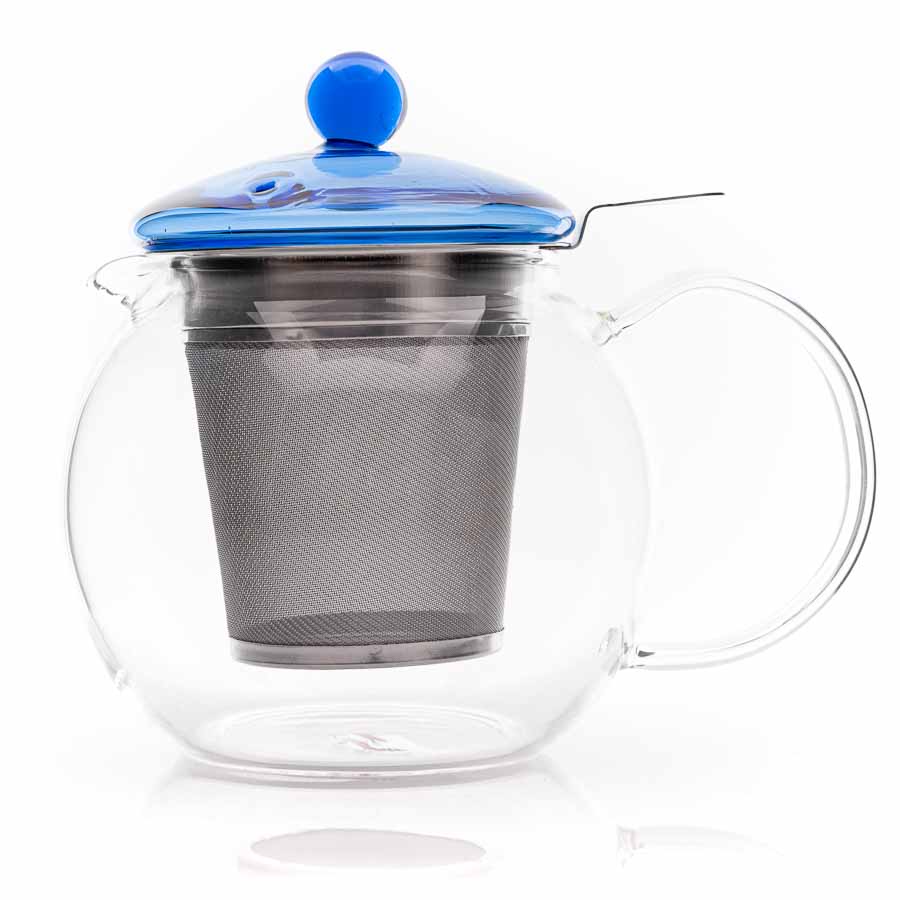Teekanne Fabi, mit Filter blau, 0,7 l Glas