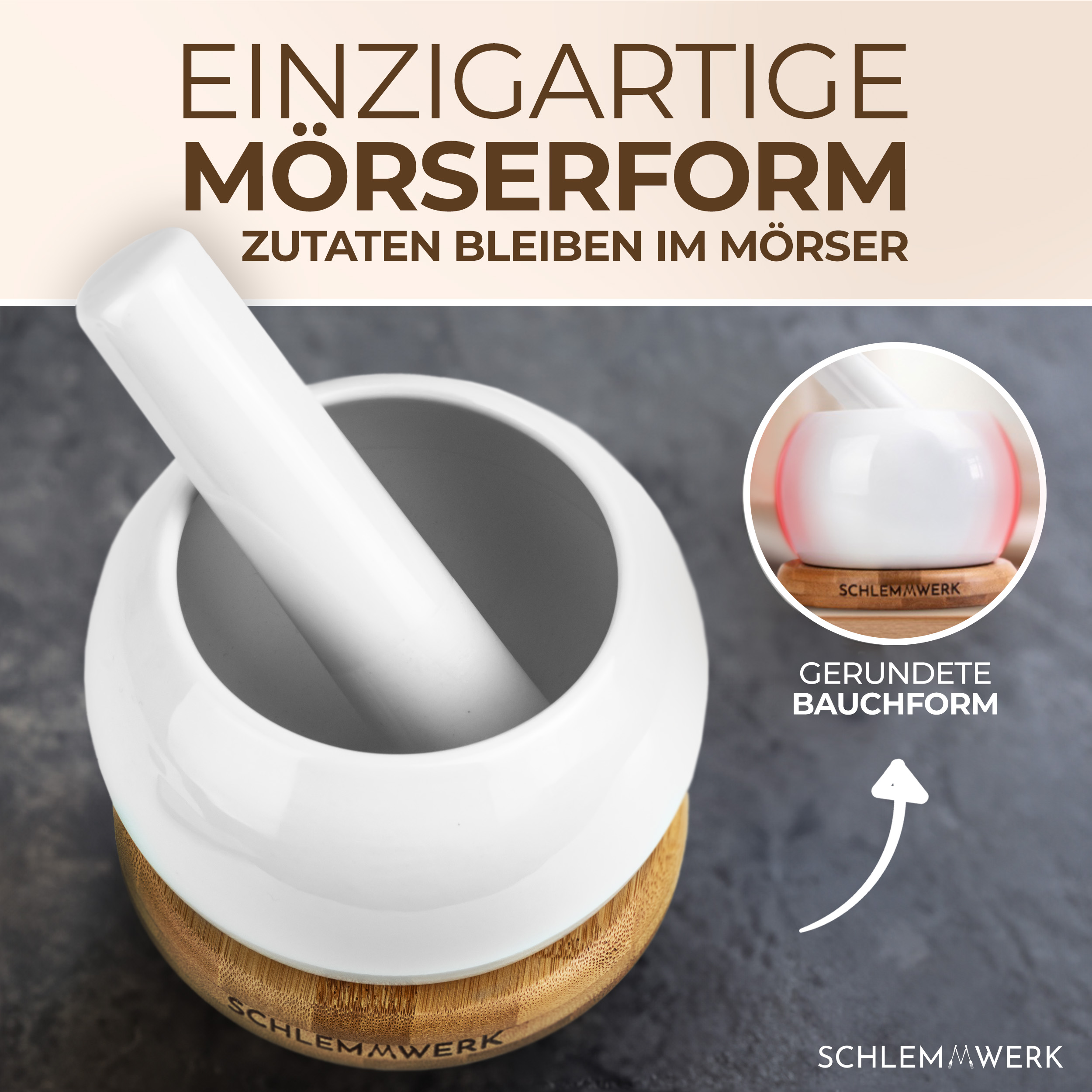 Premium Keramikmörser-Set mit Bambussockel