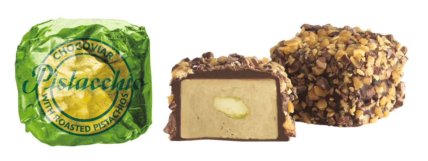 Praline Chocoviar Pistacchio mit Pistaziencremefüllung