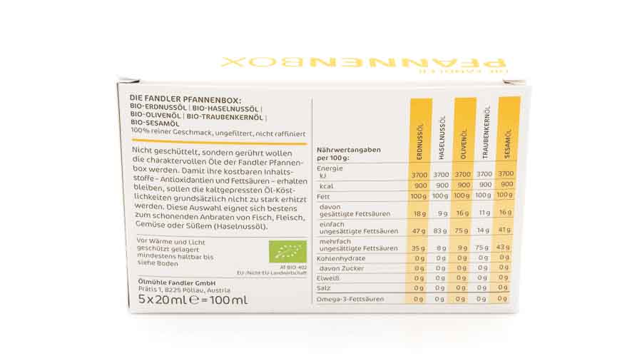 Bio Öl Pfannenbox 5x20 ml