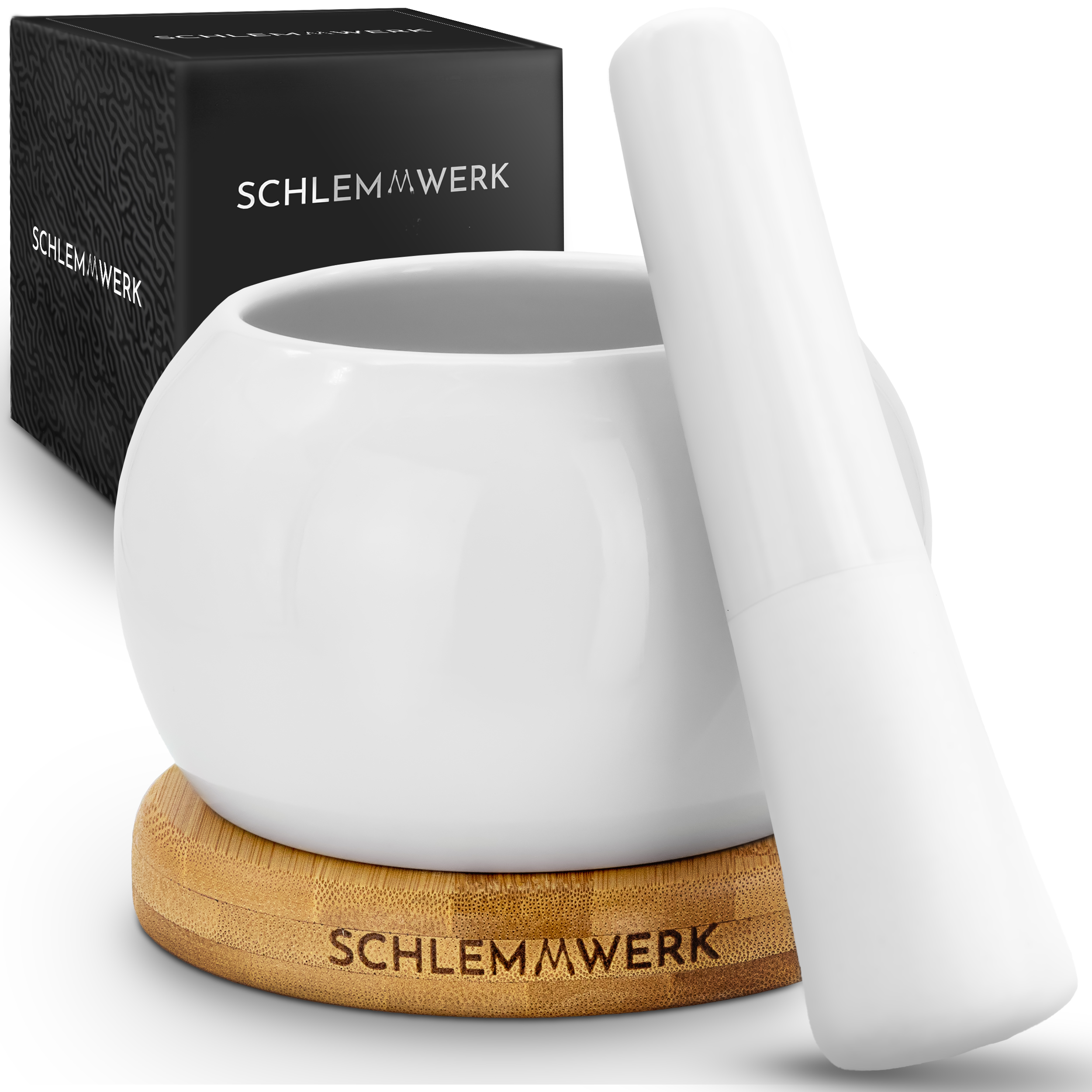 Premium Keramikmörser-Set mit Bambussockel