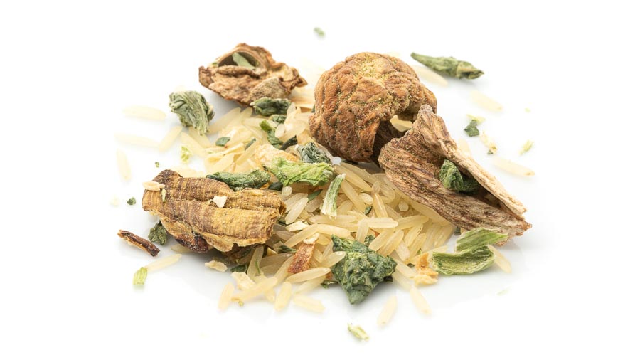 Spinatreis mit Steinpilzen
