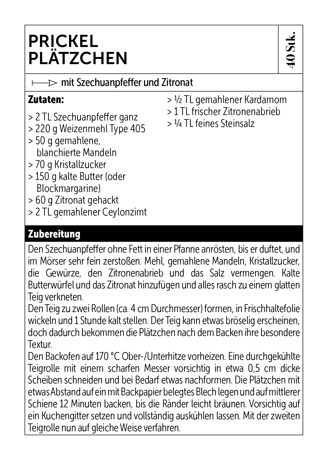 2026 Prickel-Plätzchen Rezeptpostkarte