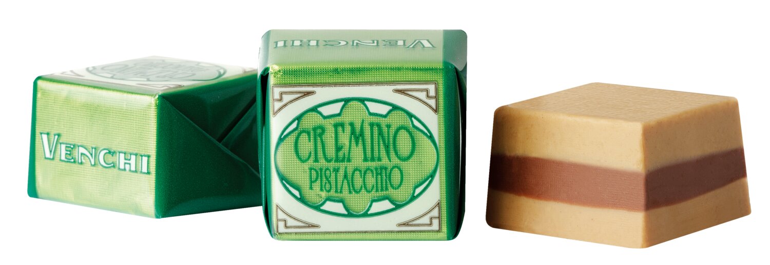 Schichtpraline Cremino Pistacchio aus Pistazien-Giandujacreme
