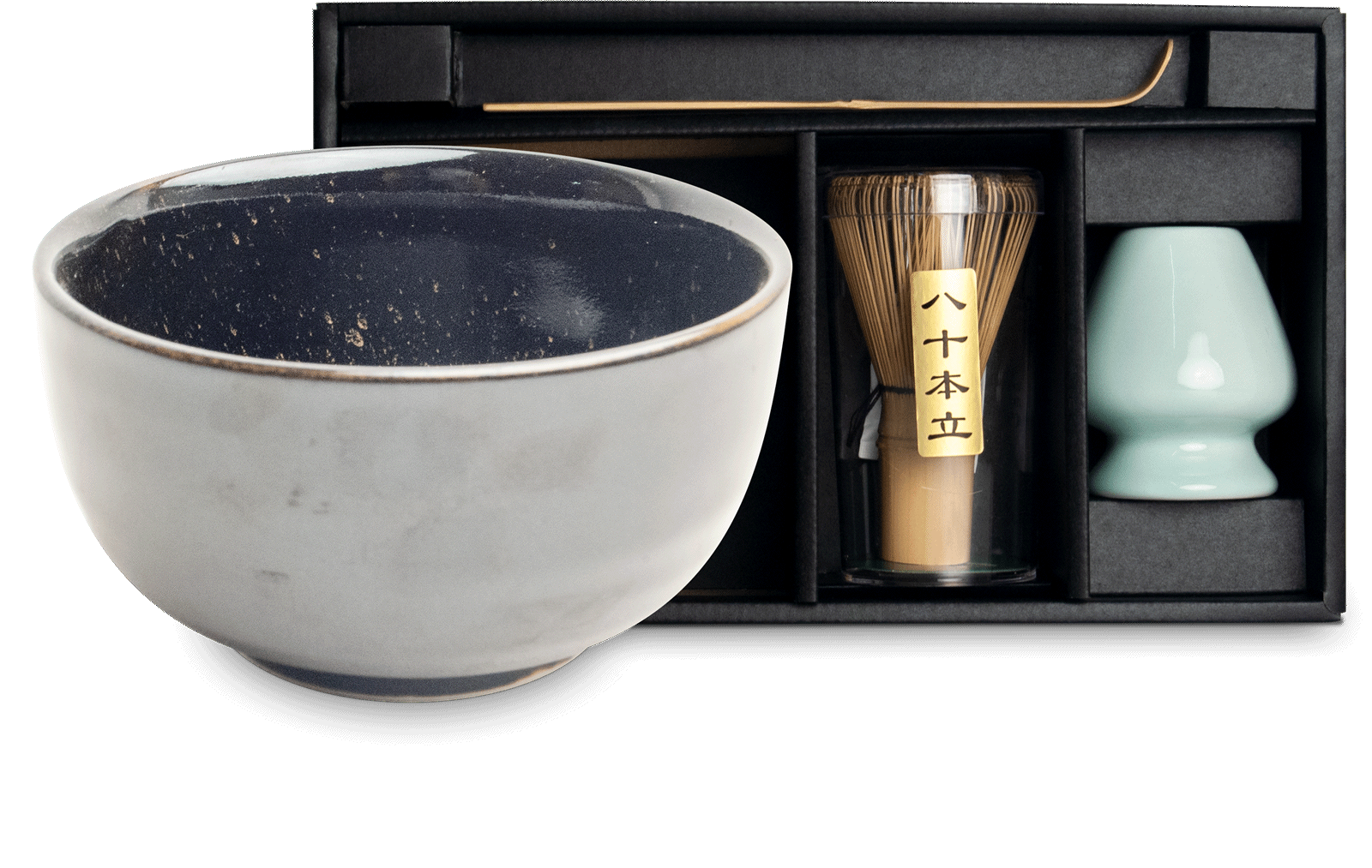 Matchaset Uzu - Bowl, Chasen, Chashaku, Besenhalter