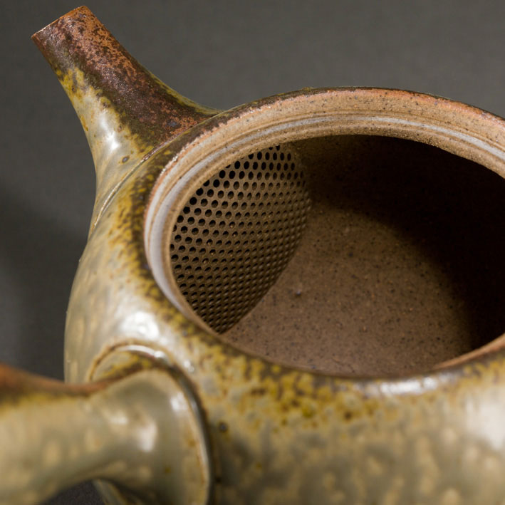 Japankanne (Kyusu) - grün strukturiert mit Tonsieb 240 ml