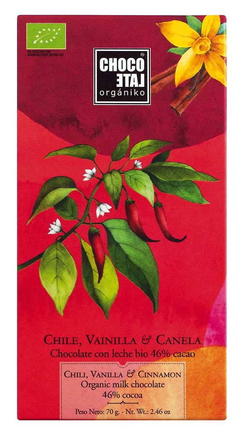 Bio Milk Chocolate 46 % Cocoa Chili-Vanilla-Cinnamon